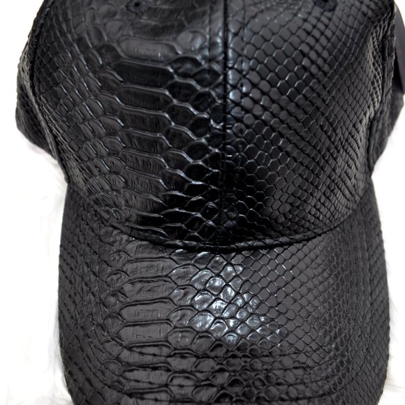 Cap Leather Snake design Adult Size Adjustable Hook and Loop closure Mens/Womens - Picture 3 of 7